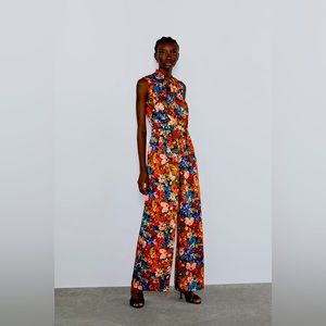 Zara Floral Jumpsuit High Neck Size Small Wedding guest  8071 216 330